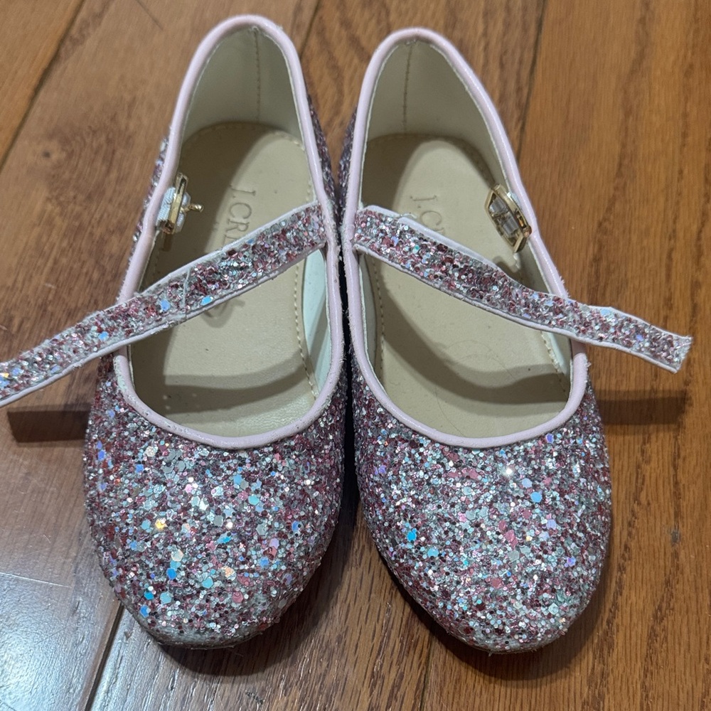 Crew cuts J.Crew Sparkly Pink Glitter Kids Shoes size 10C